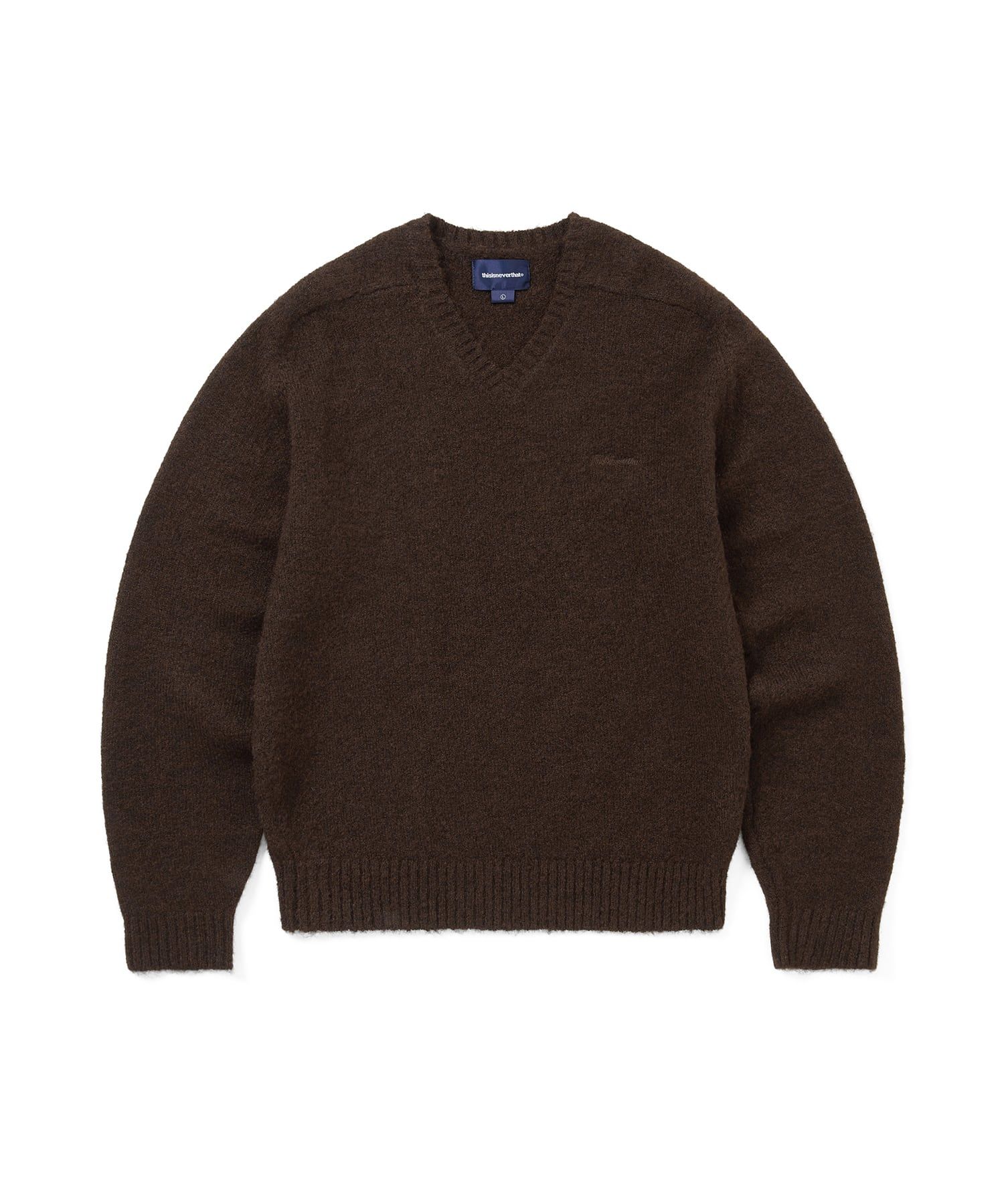 MUSINSA公式 | thisisneverthat Brushed V Neck Knit Sweater Brown