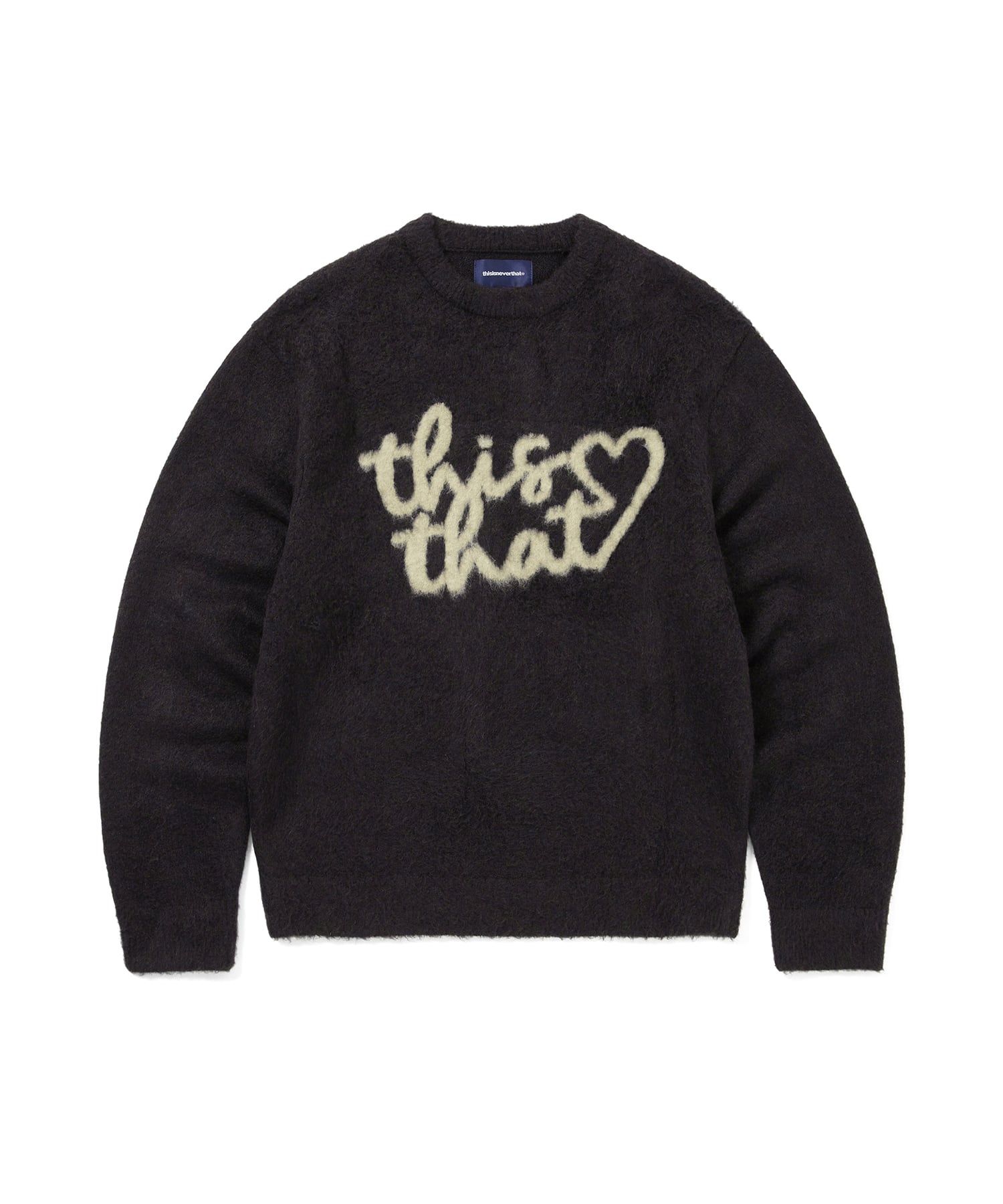 MUSINSA公式 | thisisneverthat Heart Logo knit Sweater Dark Navy