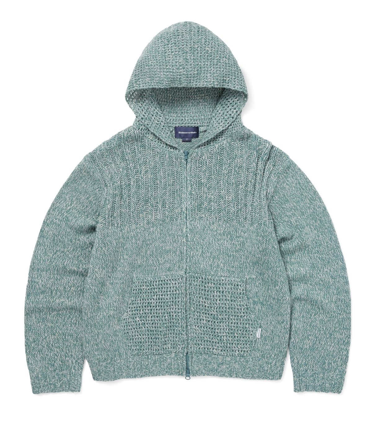 디스이즈네버댓(THISISNEVERTHAT) Crochet Knit Zip Up Hoodie Light Blue