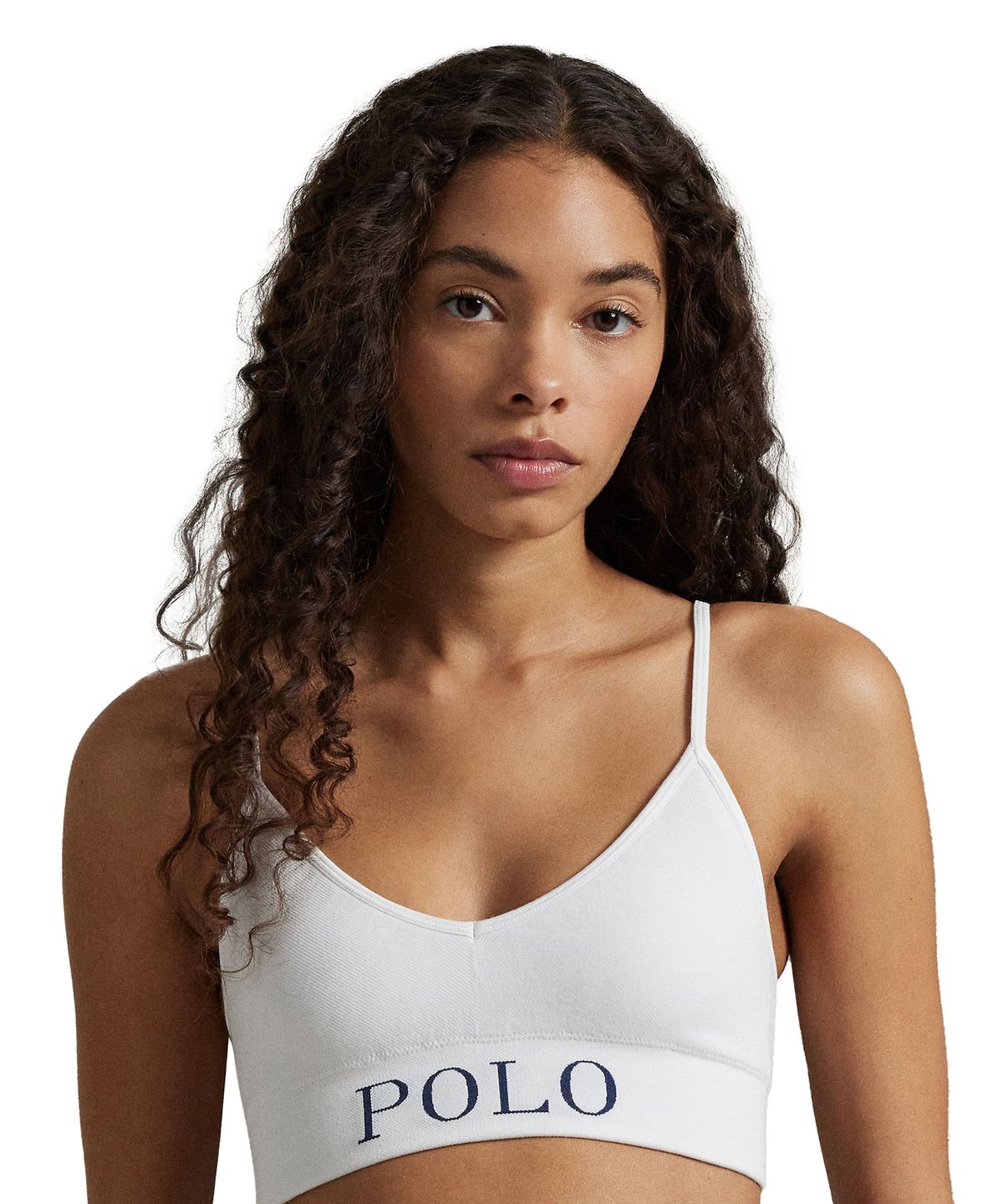 폴로 랄프로렌 이너웨어(POLO RALPH LAUREN INNERWEAR) 자카드 로고 심리스 브라렛  화이트 4P0311