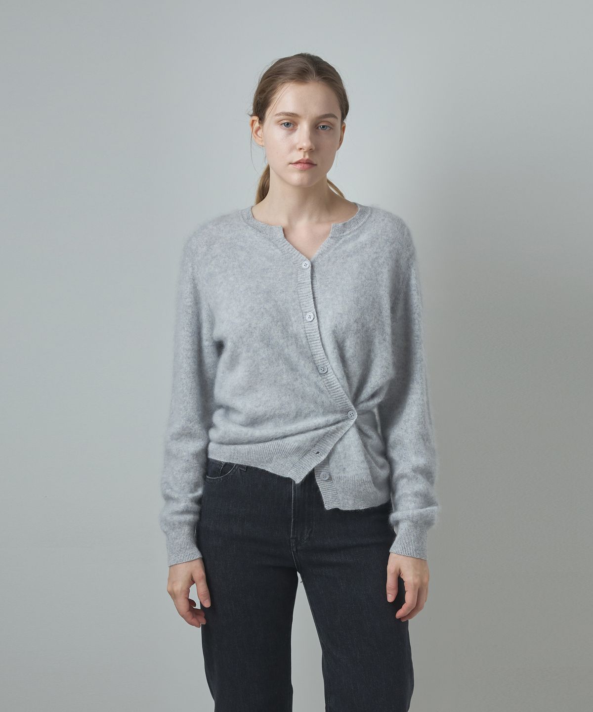 누토프(NUTOFFE) Two way Cashmere Cardigan_Gray