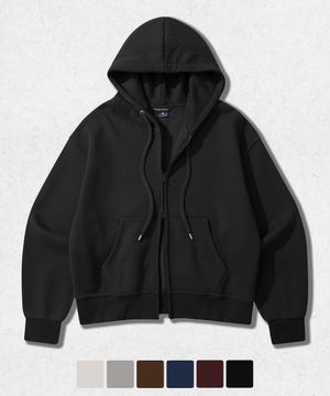 엣지 크롭 후드 집업 블랙 KJHD7824