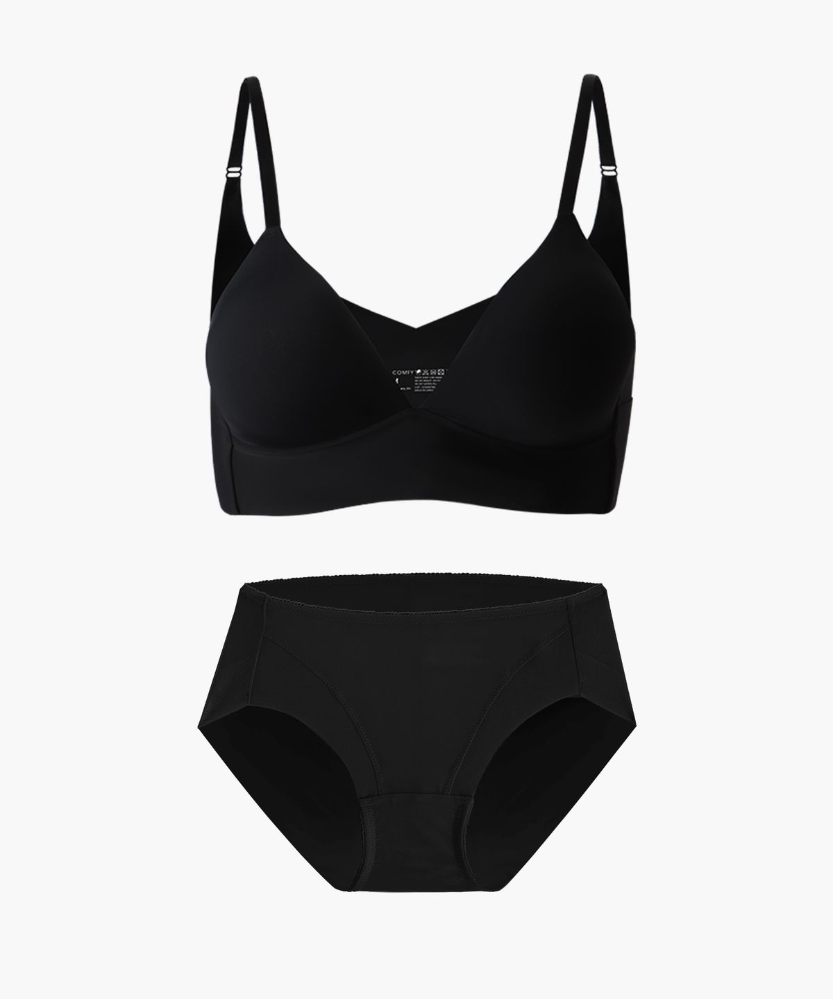 리얼컴피(REALCOMFY) [SET] 서포트 프리컷 저중심 일체형 브라렛 & 팬티 _ BALCK