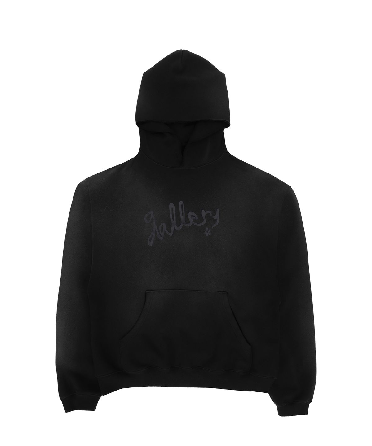 1011갤러리(1011 GALLERY) Gallery Tape Logo Washed Hoodie - Black
