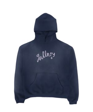 Gallery Tape Logo Washed Hoodie - Navy