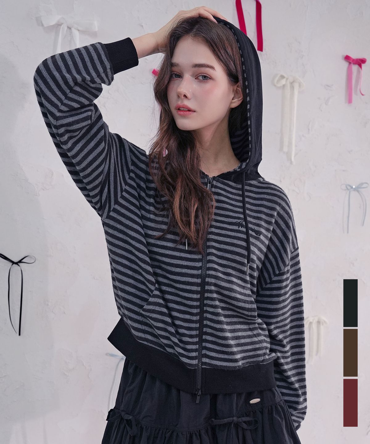 비바셔스(VIVACIOUS) Jours Stripe Hoody Zip-up_3Colors