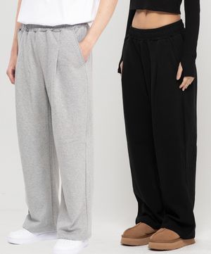 포인트 로고 핀턱 와이드 스웨트 팬츠 [6COLOR]