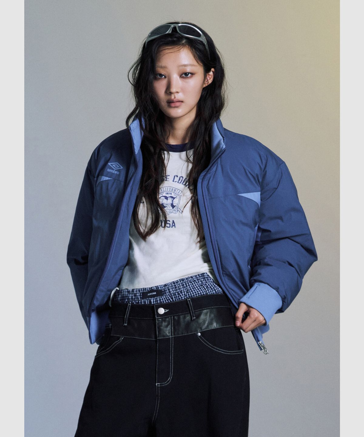 엄브로(UMBRO) 우먼스 스탠넥 패딩 자켓 블루 UQ422SPJO3