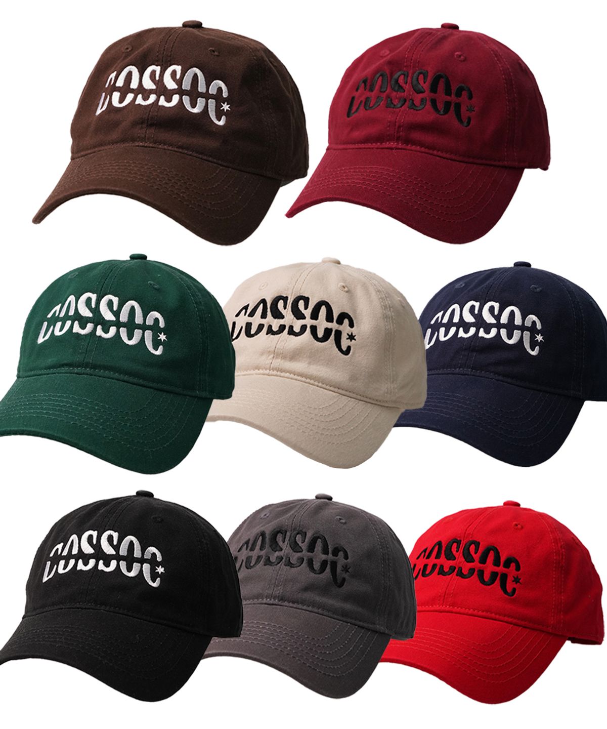 코소(COSO) 베이직 텍스트 로고 워시드 볼캡 (8 COLORS)