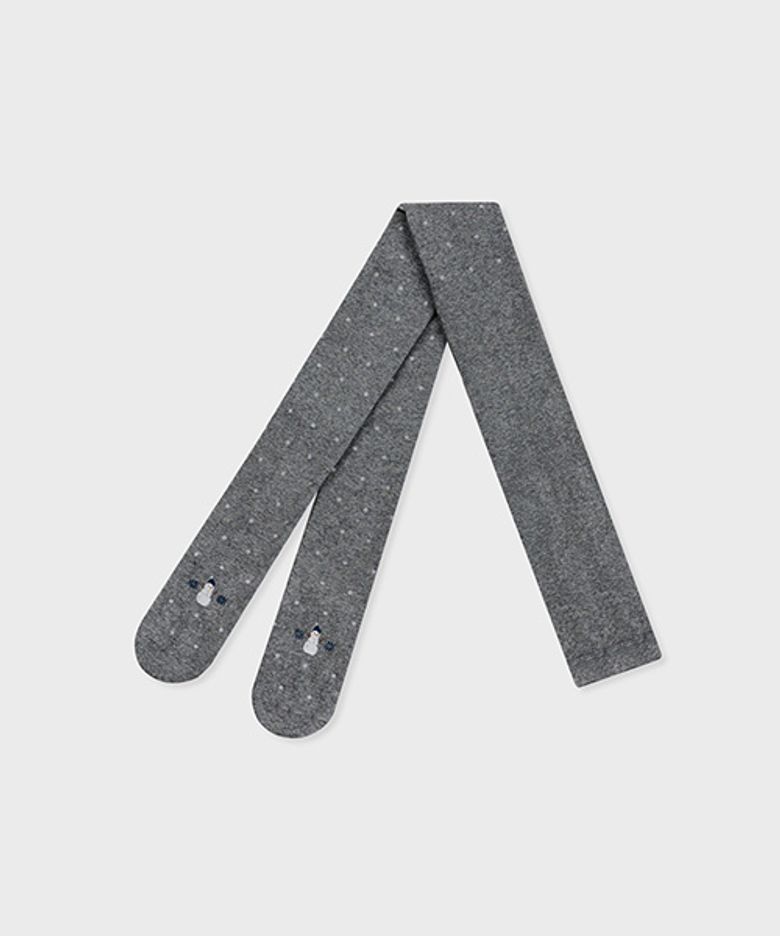 cotton tights snowflake snowman grey