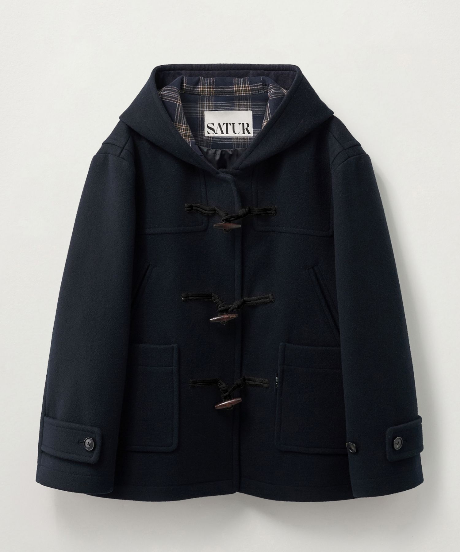 MUSINSA公式 | SATUR (W) フードウールブレンドダッフルハーフコート