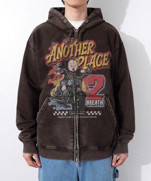 RG Another Place Washed Zip-up Hoodie (Black)