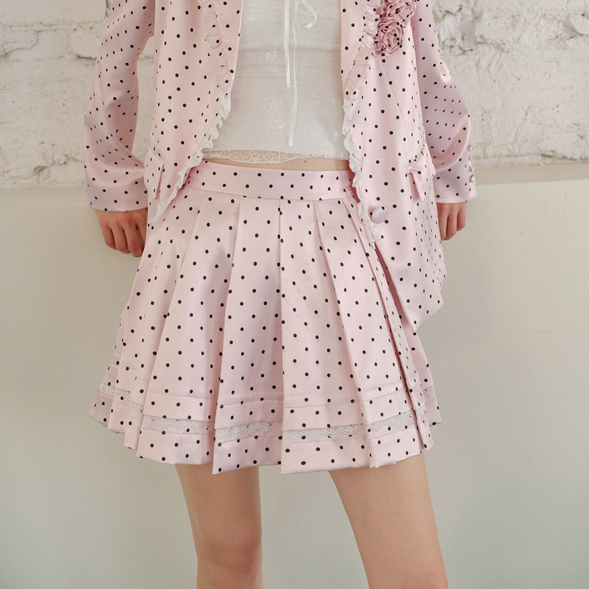 쎄무아듀(CEST MOIDEW) Cest_Polka dot lace pleated skirt