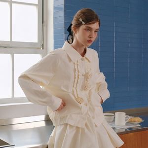 Cest_Ruffle flower button jacket