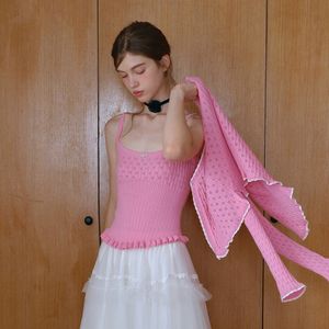 Cest_Pink ruffle knit camisole
