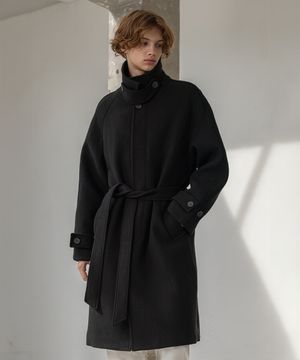 트리움 발마칸 울 로브 코트 [블랙]