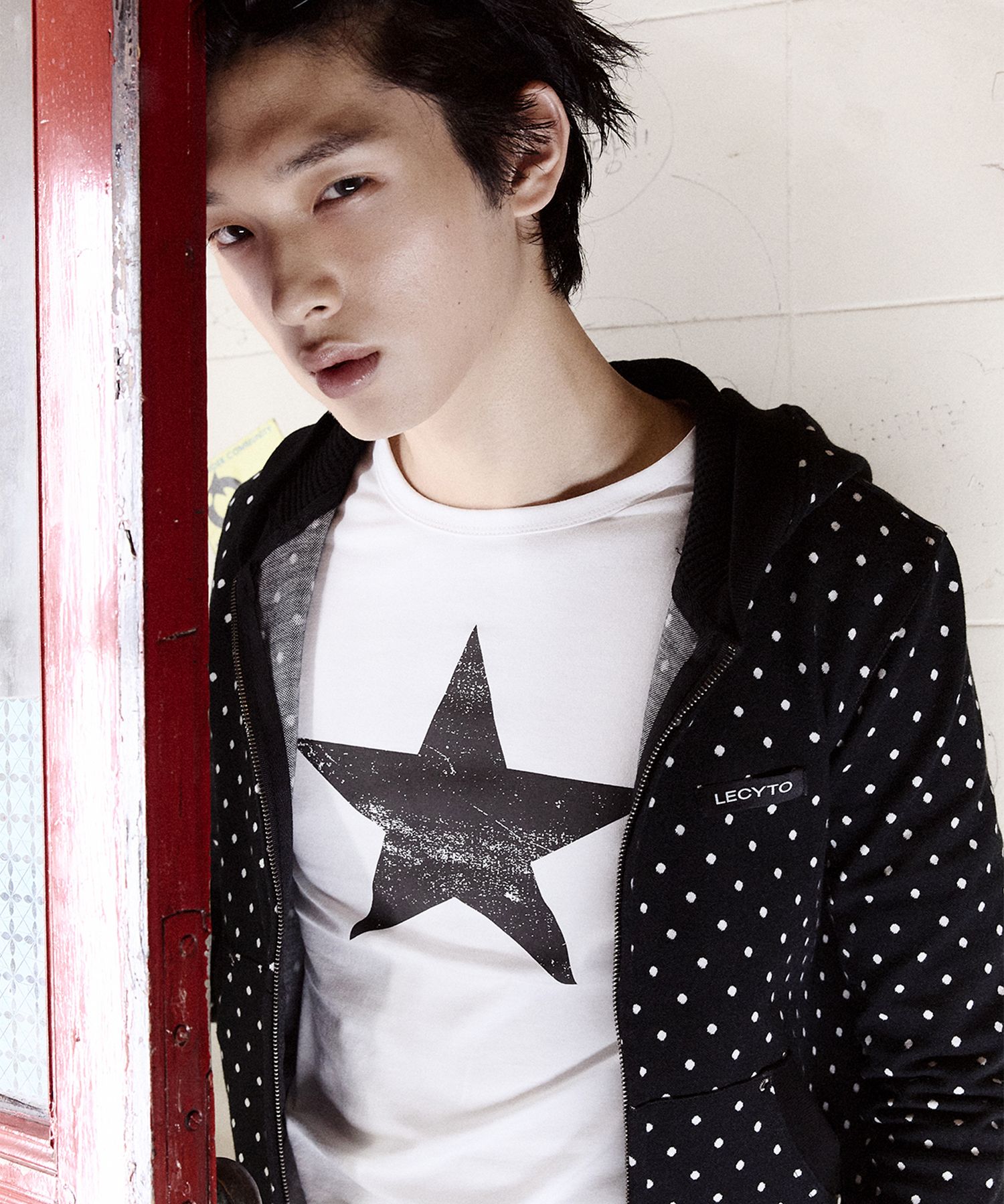 MUSINSA | LECYTO Polka Dot Hoodie Zip-Up_[Black]