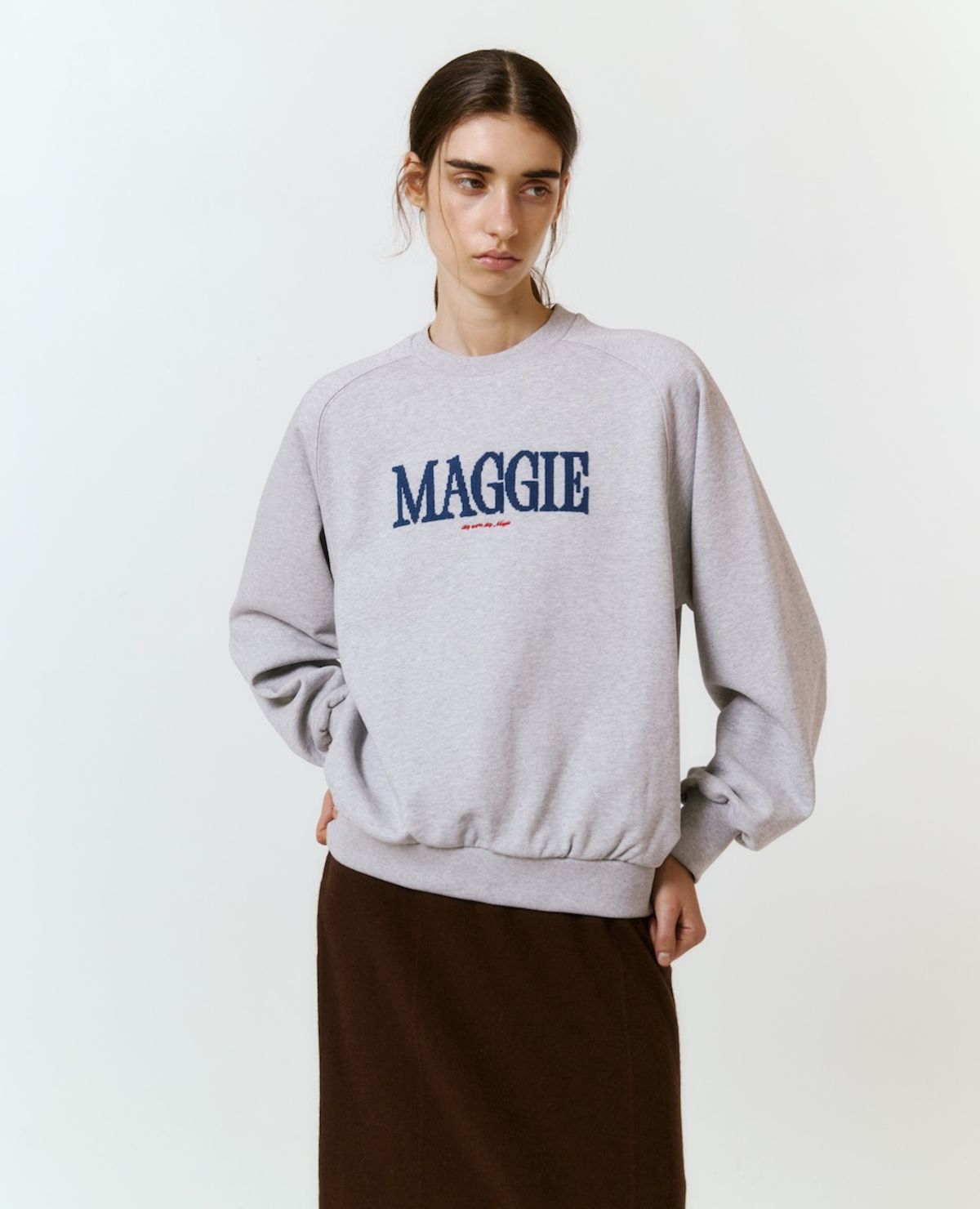 매기(MAGGIE) X-Stitch Sweatshirt (Grey)