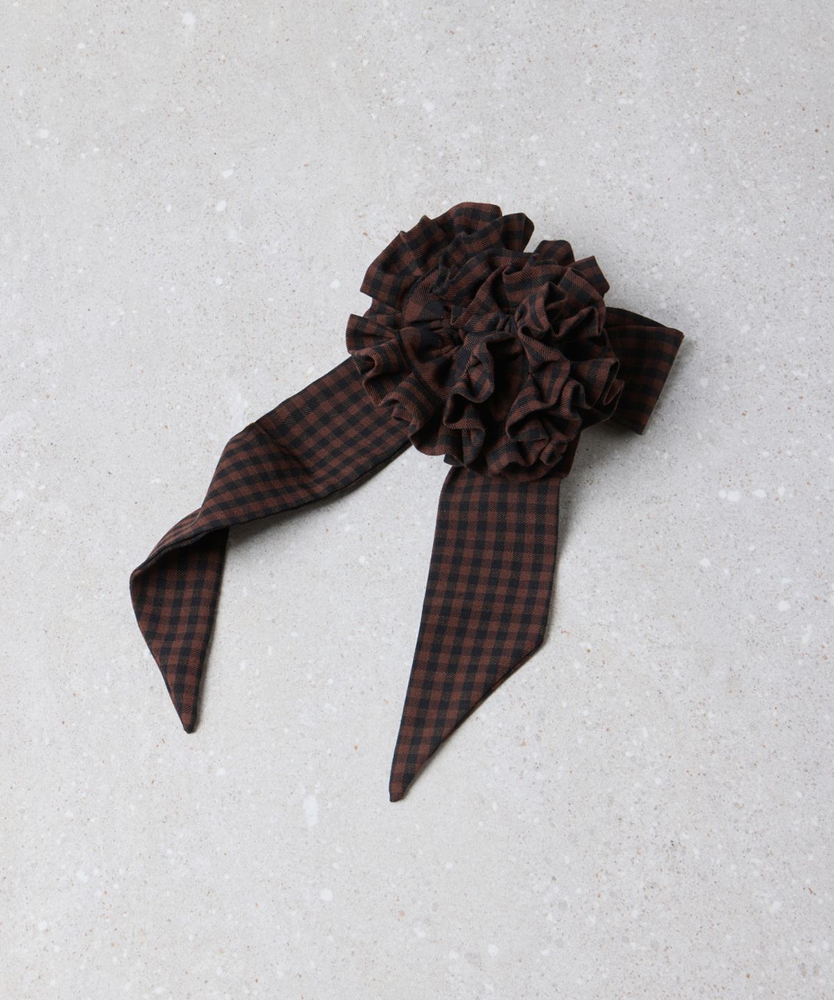 슈콤마보니(SUECOMMA BONNIE) Fev_Ruffle Hair Scrunchie(brown)_DFAOA25506BRN
