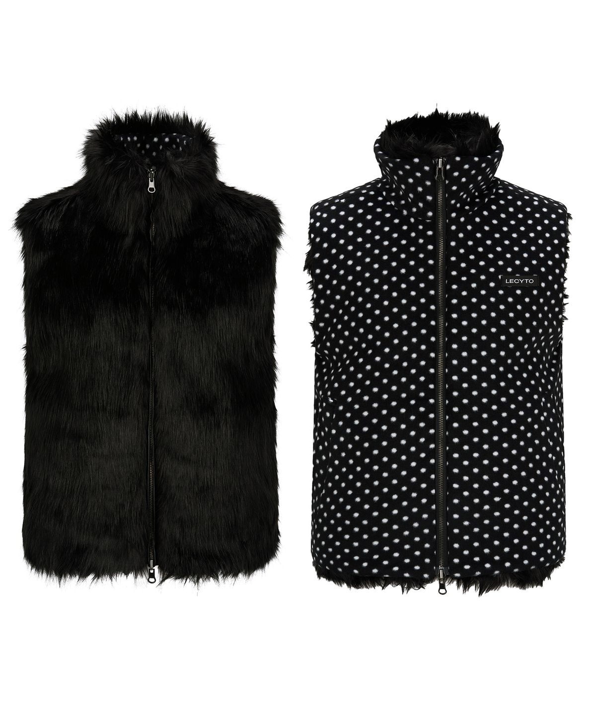 레씨토(LECYTO) Haze Reversible Dot Fur Vest_[Black]
