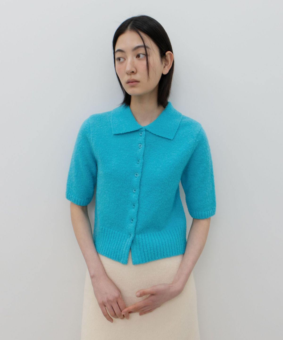 지비에이치 어패럴(GBH APPAREL) HALF-SLEEVE COLLAR CARDIGAN / BLUE