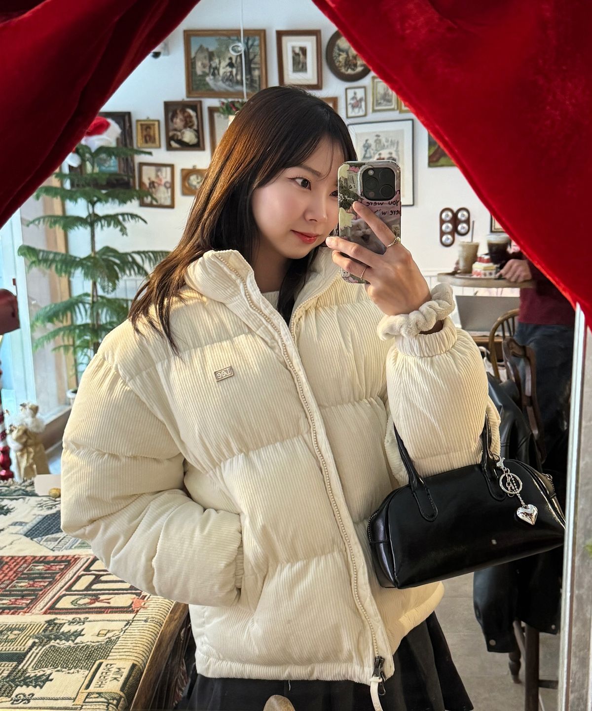 리(LEE) 코듀로이 패딩 자켓 아이보리
