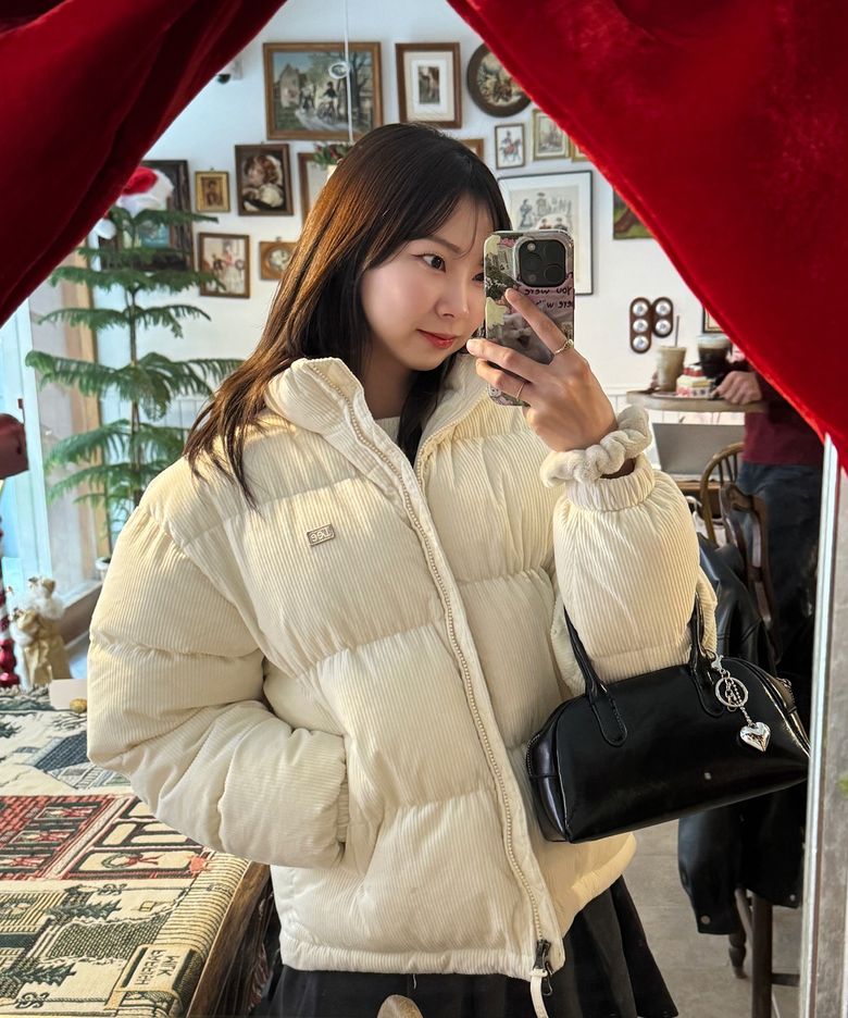 코듀로이 패딩 자켓 아이보리
