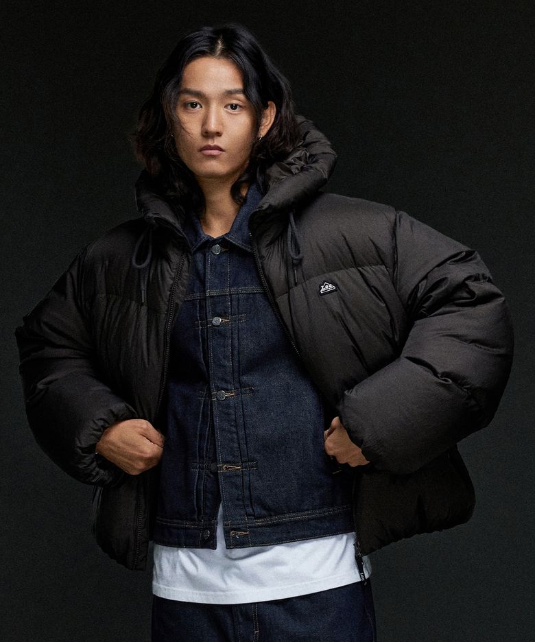 후드 립스탑 푸퍼 다운 브라운