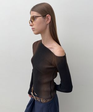 ONE OFF SHOULDER SPRAY KNIT (black)