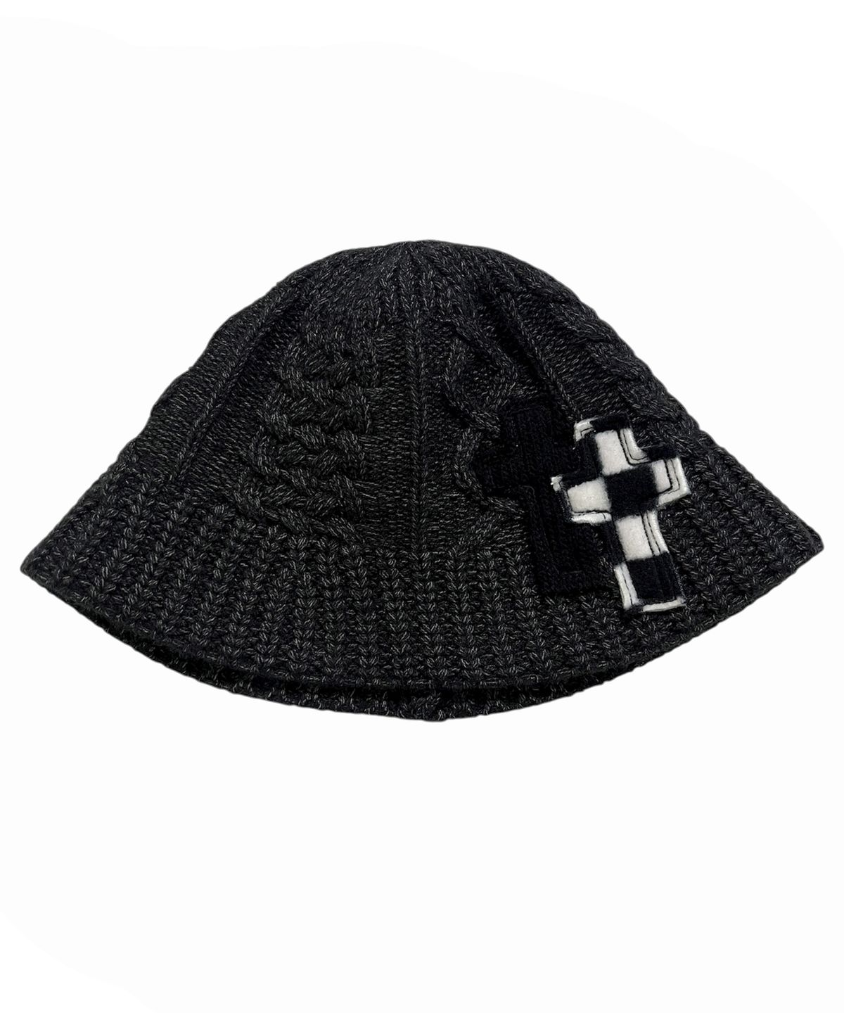 스케이터락(SK8ER ROCK) Cable Knit Cross Bucket Hat ((charcoal))