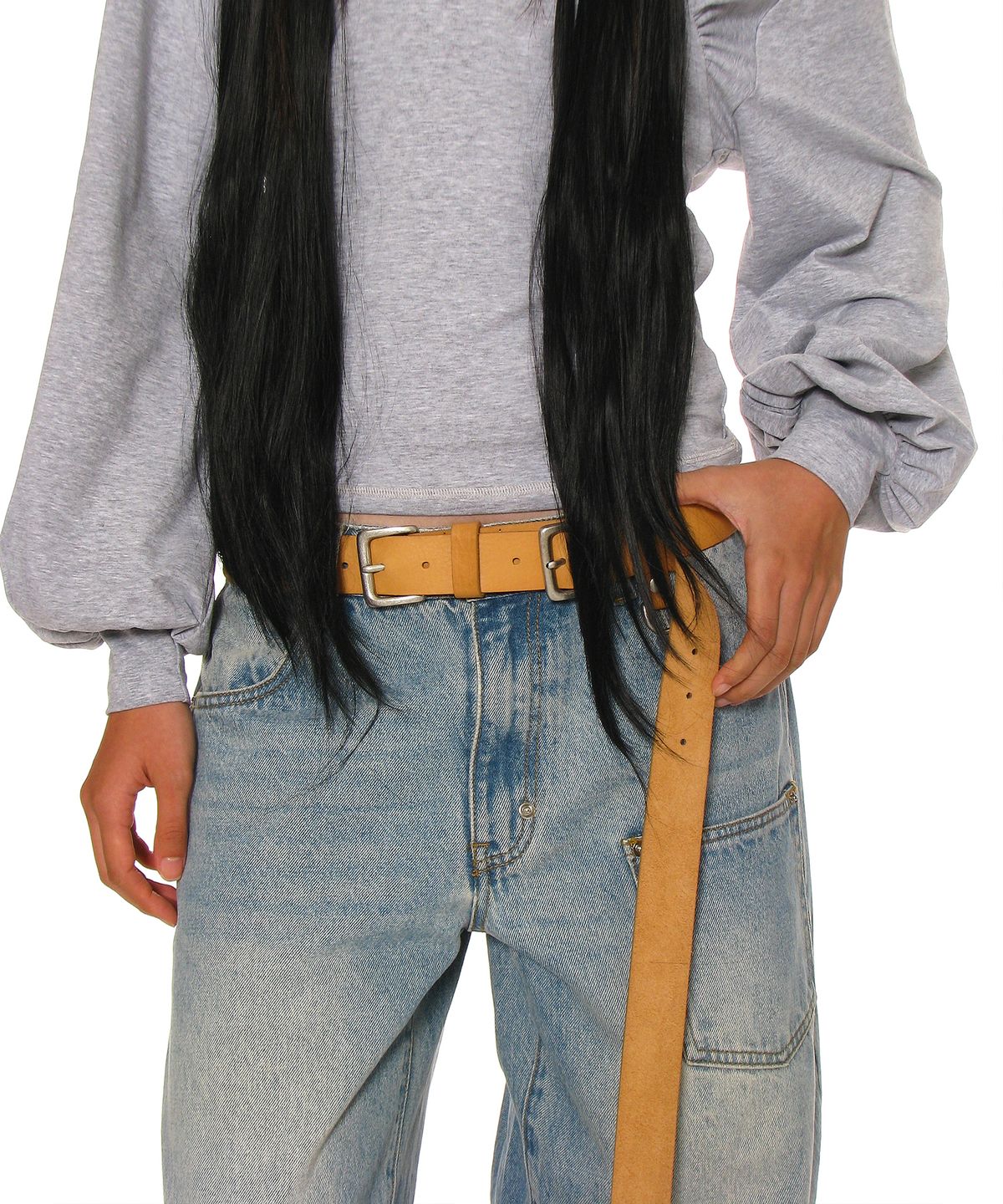 파르티멘토 우먼(PARTIMENTO WOMEN) 레더 엑스트라 롱 벨트_탄