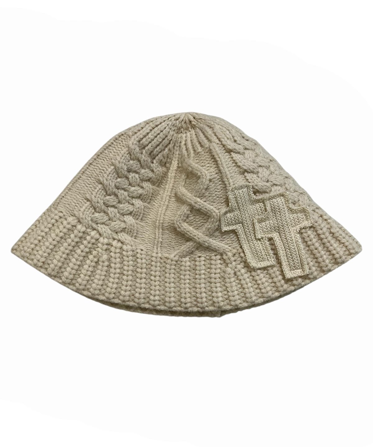 스케이터락(SK8ER ROCK) Cable Knit Cross Bucket Hat ((ivory))