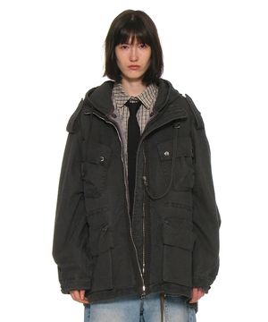 2 IN 1 워시드 M65 필드 자켓_차콜