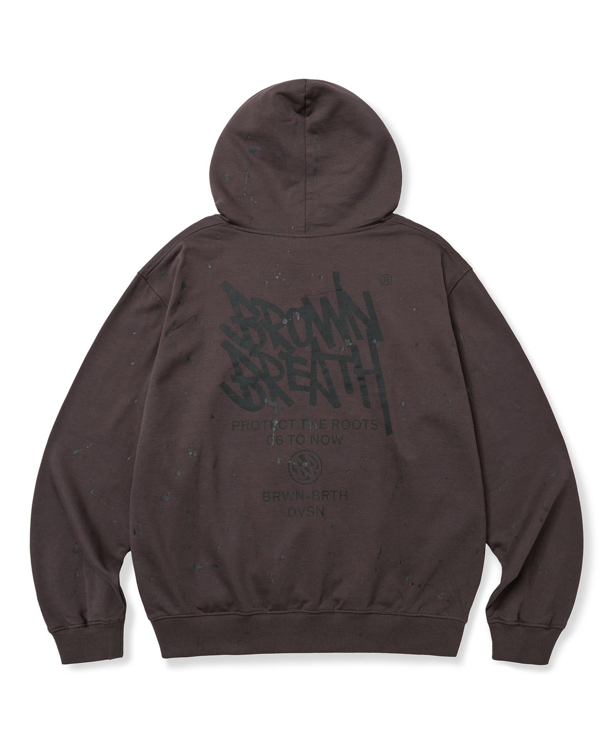 브라운브레스(BROWNBREATH) PAINTED HOODIE - DARK BROWN