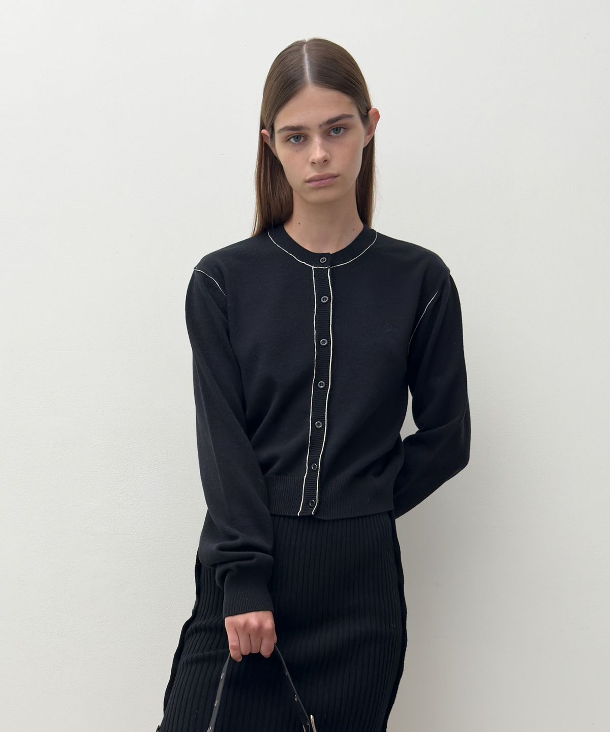 다이애그널(DIAGONAL) STITCH KNIT CARDIGAN (black)