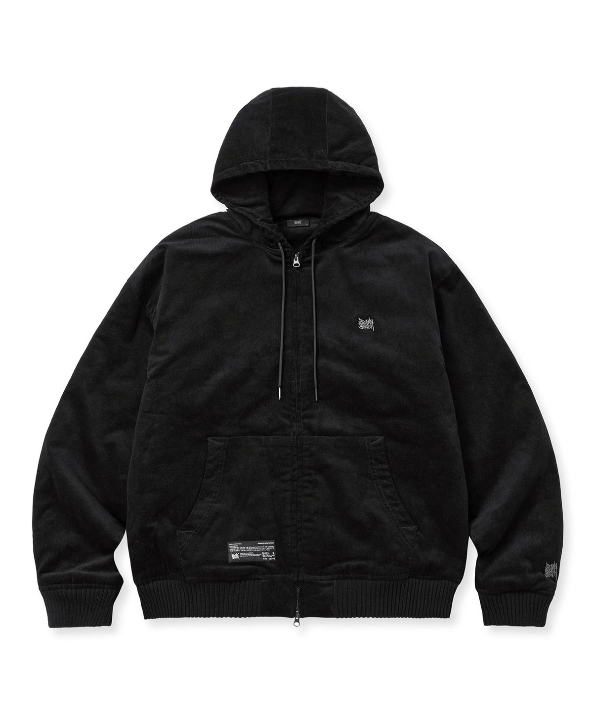 브라운브레스(BROWNBREATH) TAG CORDUROY PADDED HOOD ZIP UP - BLACK