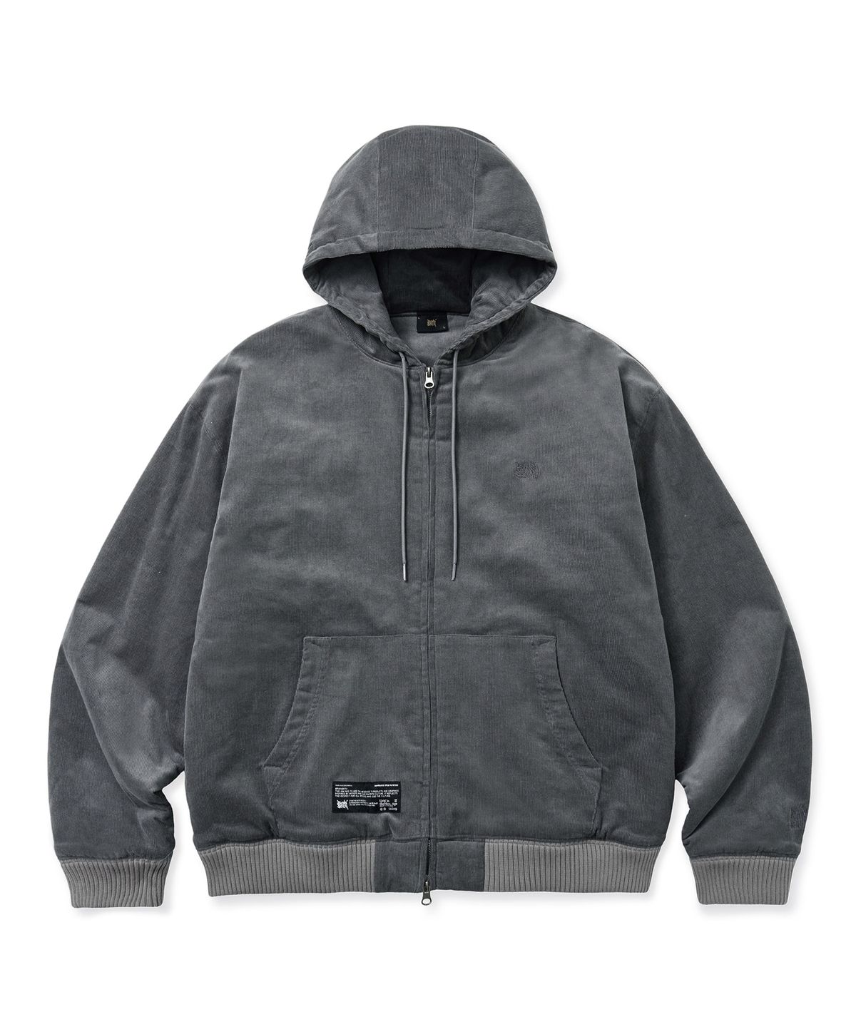 브라운브레스(BROWNBREATH) TAG CORDUROY PADDED HOOD ZIP UP - LIGHT GREY