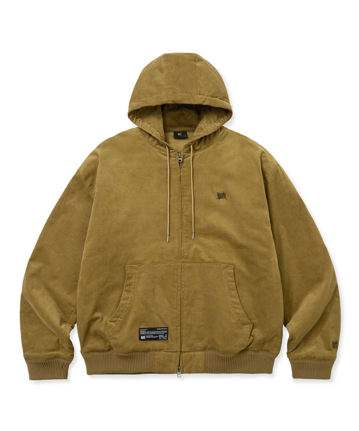 브라운브레스(BROWNBREATH) TAG CORDUROY PADDED HOOD ZIP UP - BEIGE