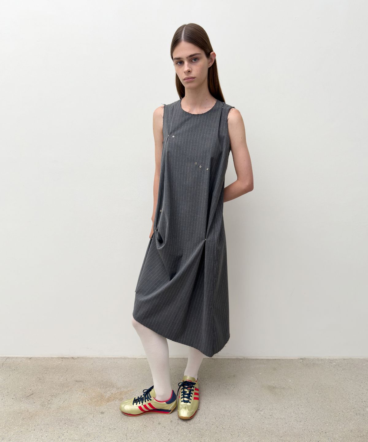 다이애그널(DIAGONAL) UNBALANCED LONG DRESS (charcoal)