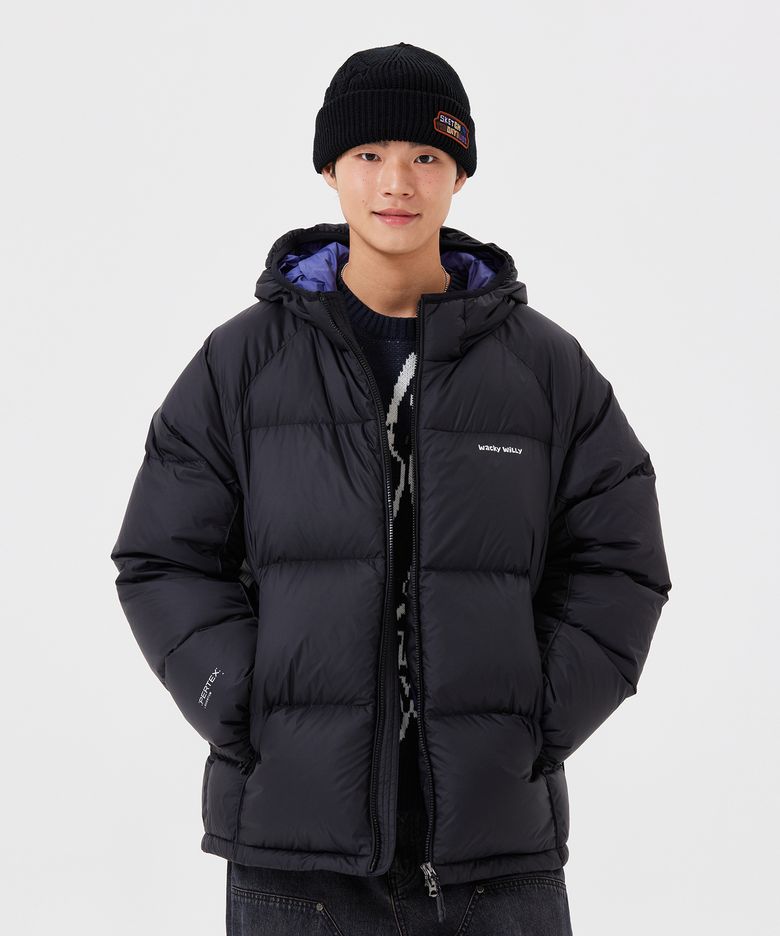퍼텍스 립스탑 후드 다운 점퍼 블랙