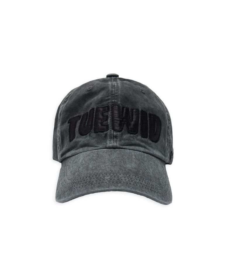 logo patch work wrinkled ball cap in black