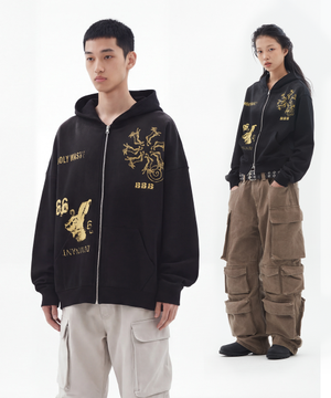 666 HARE Hoodie Zip-Up_black