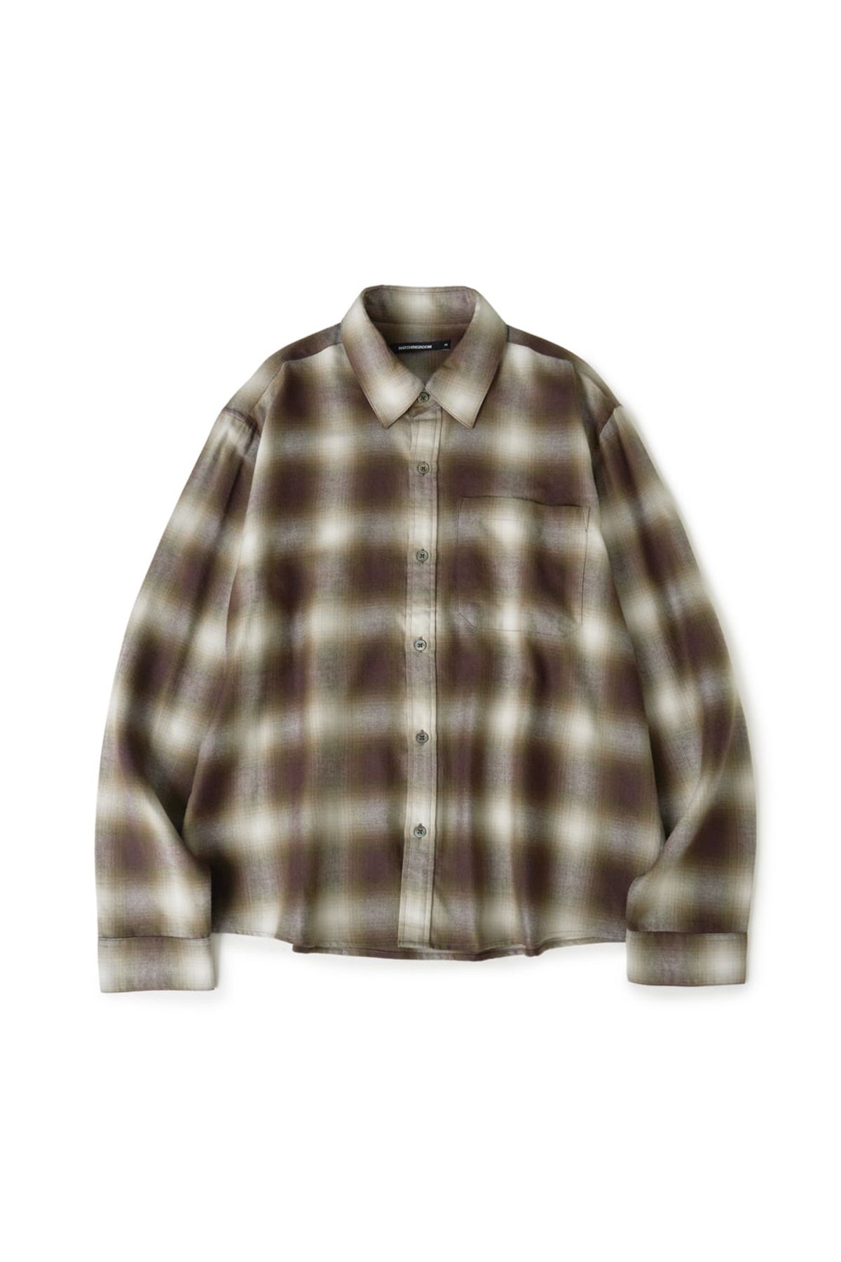 해칭룸(HATCHINGROOM) Regular Shirt Ombre Check Khaki/Brown