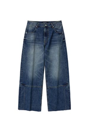 Flare Button Jeans Washed Blue