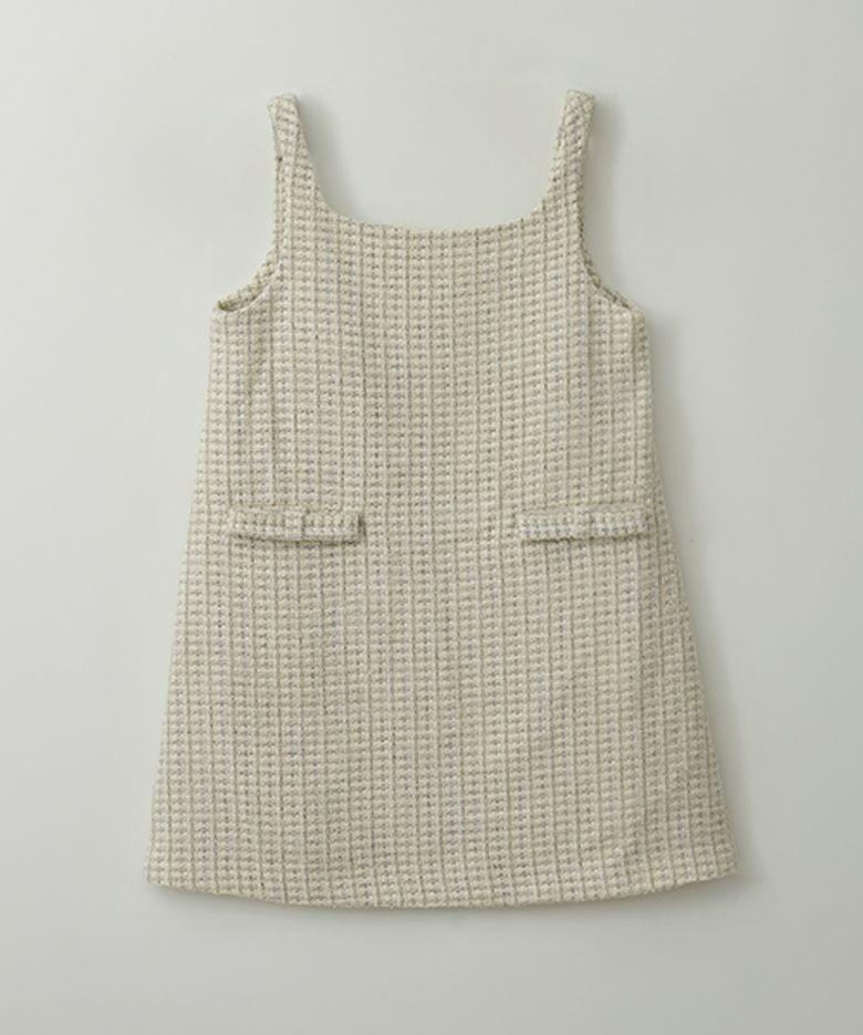 Boat Ribbon Point Tweed mini Dress_Ivory