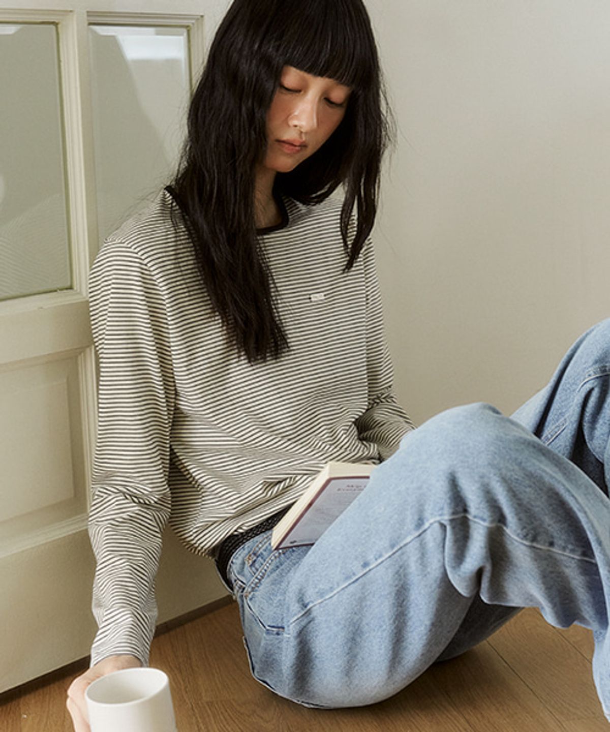 샵아라(SHOP,ARA) Butter stripe t-shirt_Ivory