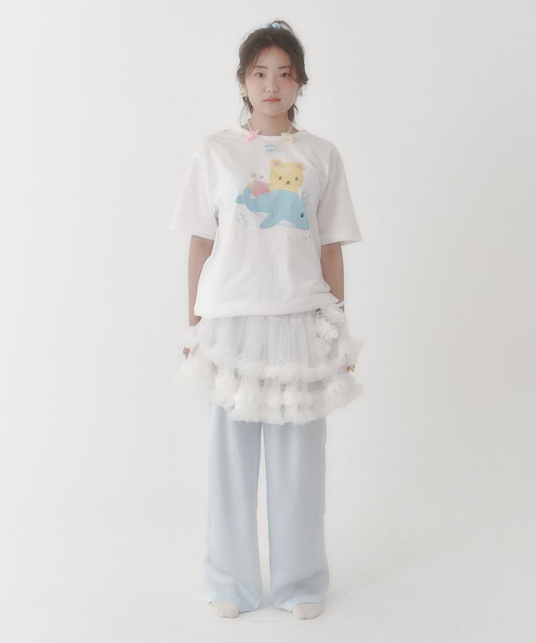 [스윙셋 X 영아트] 지니 돌핀 라이드 큐빅 티셔츠