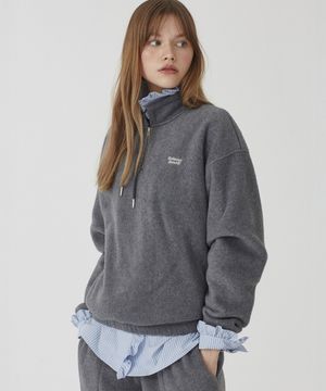 소프트 클라우드 플리스 하프집업 스웨트셔츠 [차콜]