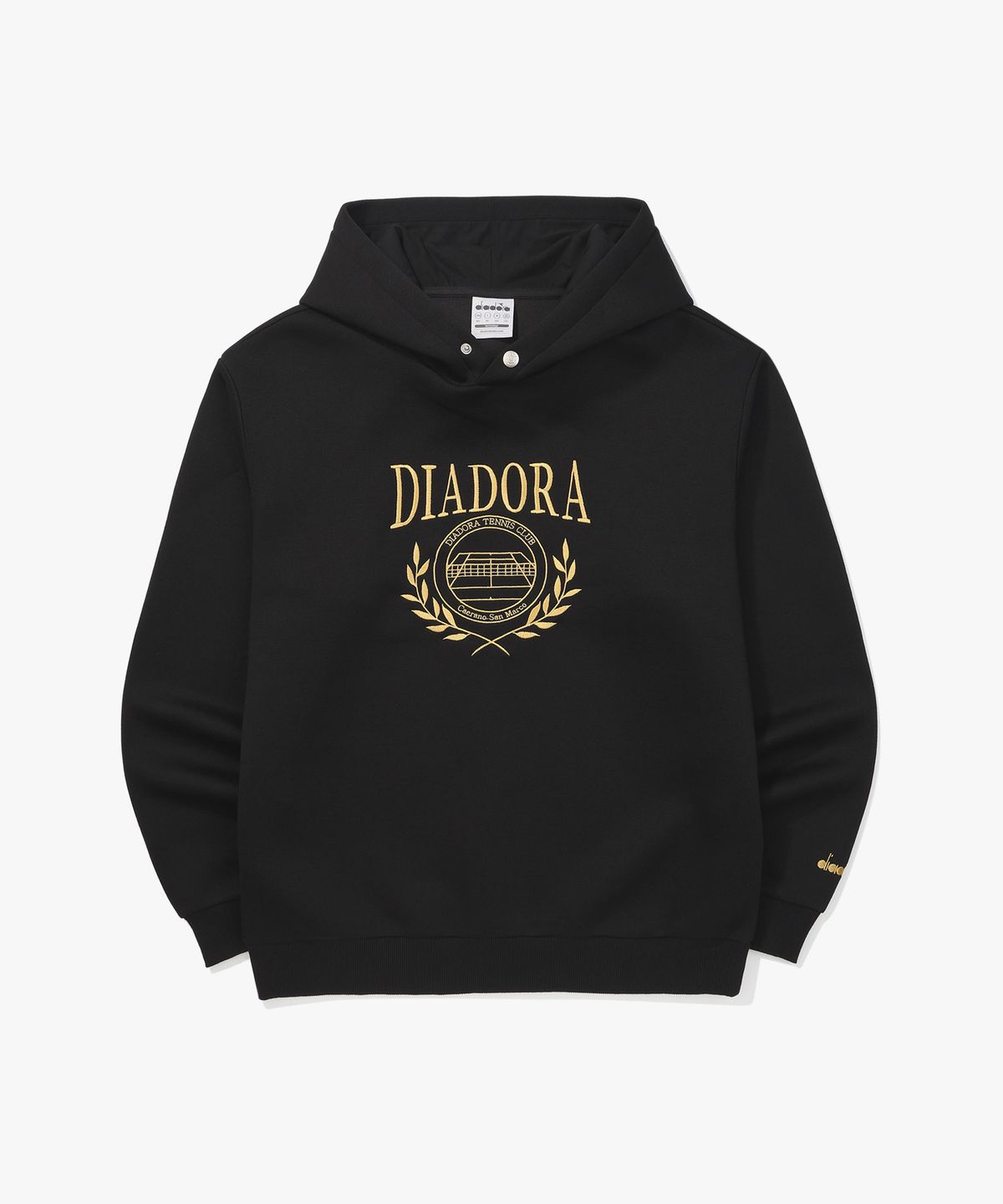 디아도라(diadora) 에어쿠션 후드티셔츠 BLACK