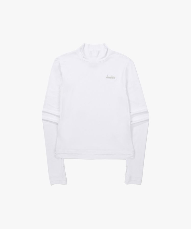 하프넥 배색 긴팔 티셔츠 우먼 OFF WHITE